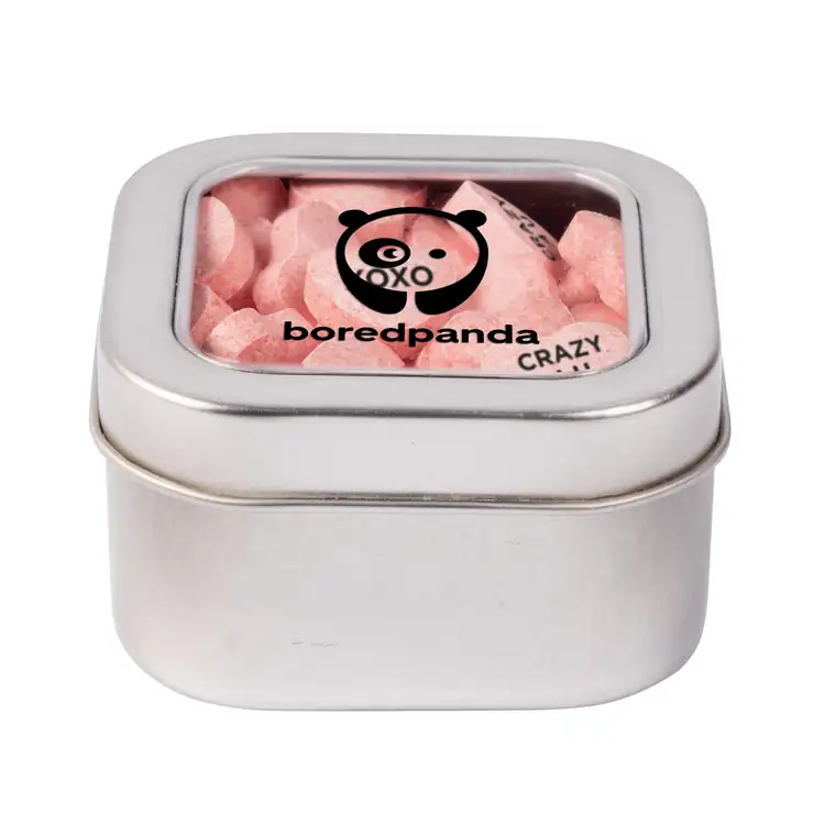 3-inch Window Tin with Conversation heart candies #3