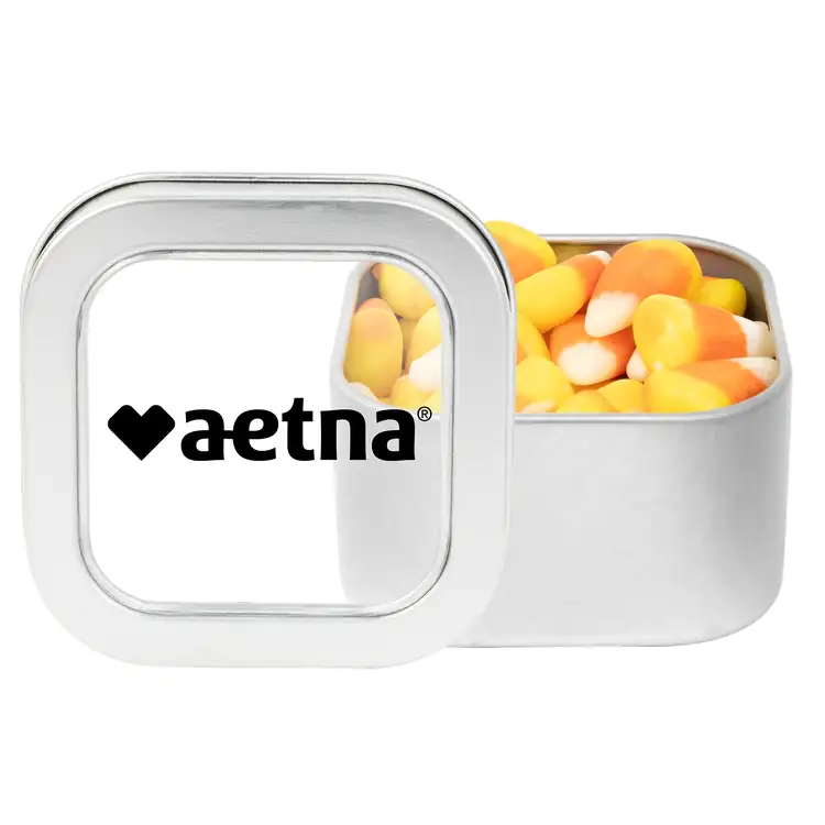2-1/2-inch Window Tin with Candy corn