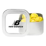 Boîte métallique à fenêtre de chocolats en forme de balle de tennis 2-1/2 po