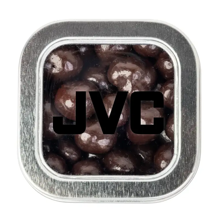Boîte métallique à fenêtre de grains de café espresso enrobés de chocolat 2-1/2 po #3