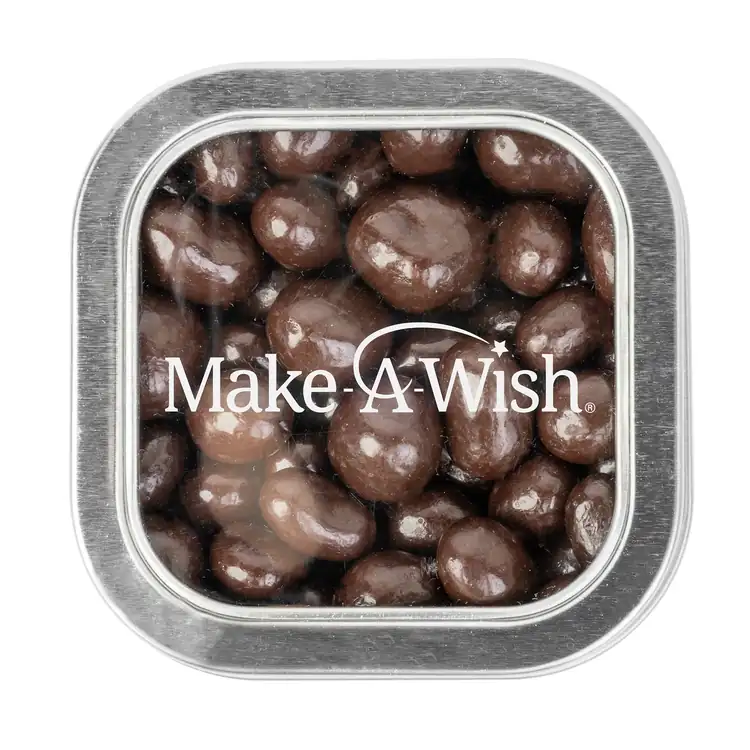 Boîte métallique à fenêtre de grains de café espresso enrobés de chocolat 3 po #3
