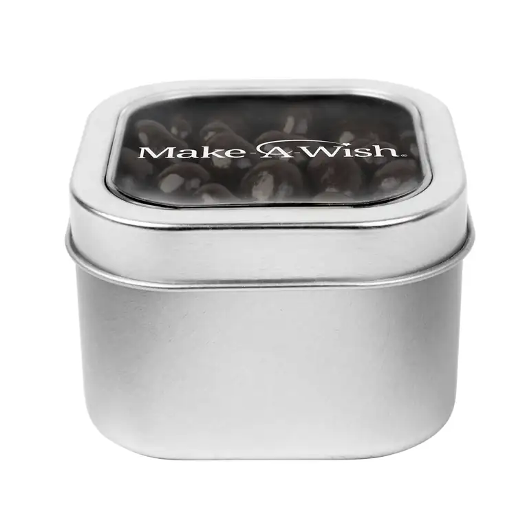 Boîte métallique à fenêtre de grains de café espresso enrobés de chocolat 3 po #4