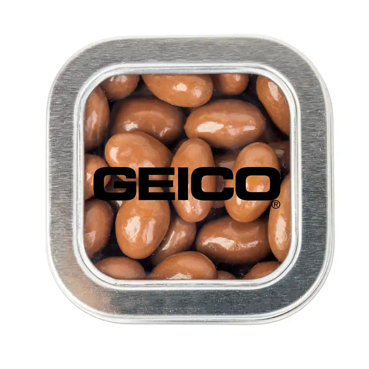 Boîte métallique à fenêtre de raisins enrobés de chocolat 2-1/2 po #3