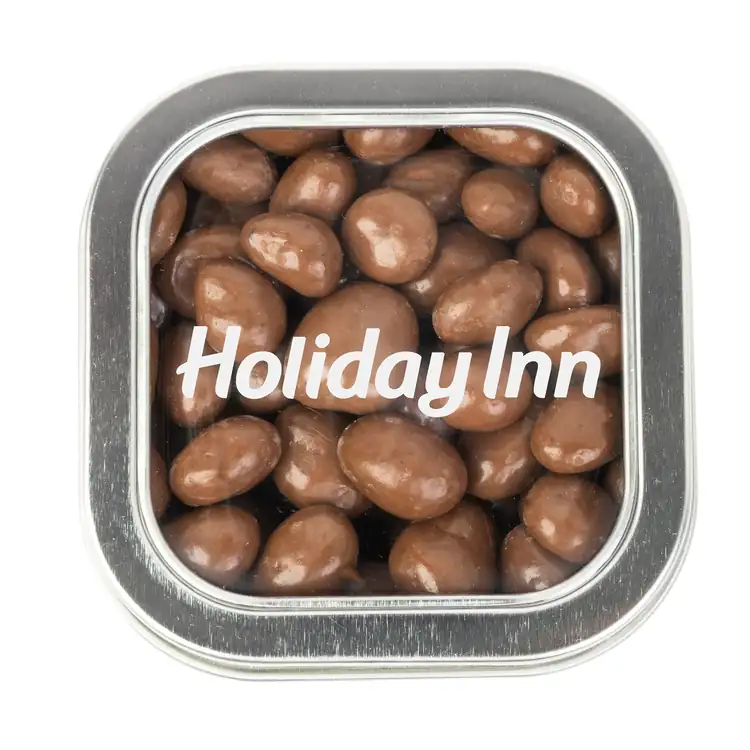 Boîte métallique à fenêtre de raisins enrobés de chocolat 3 po #3