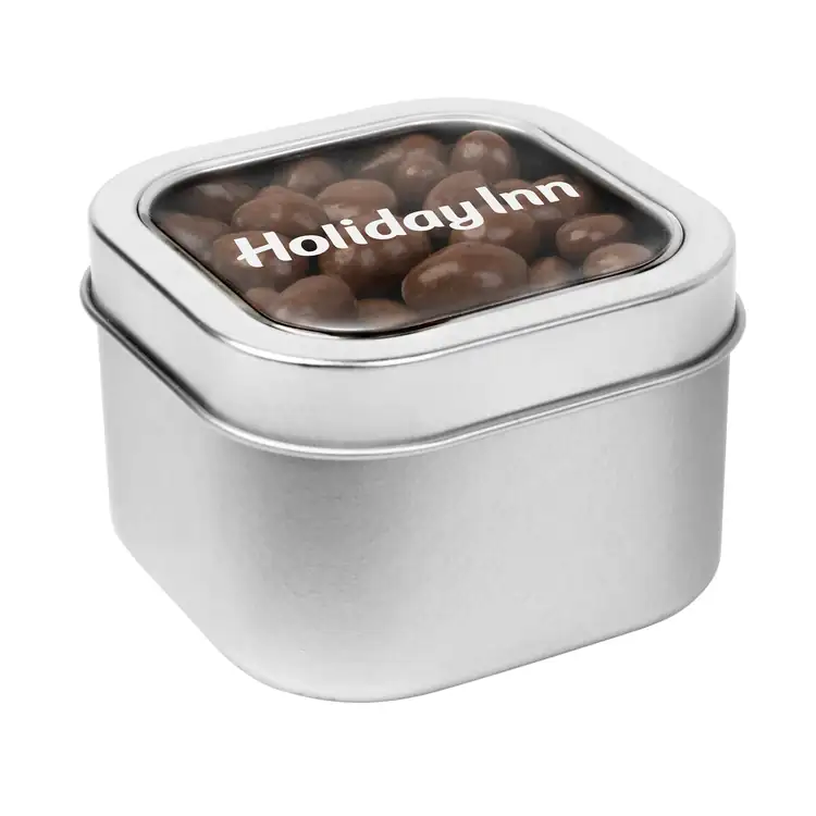 Boîte métallique à fenêtre de raisins enrobés de chocolat 3 po #4