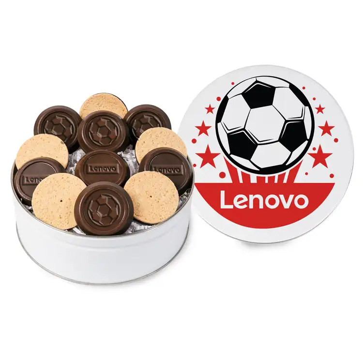 12 Piece Truffle Cookie Gift Tin - Soccer Theme #2