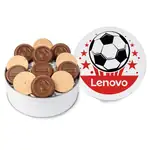 Boîte métallique de 12 biscuits truffés thème soccer