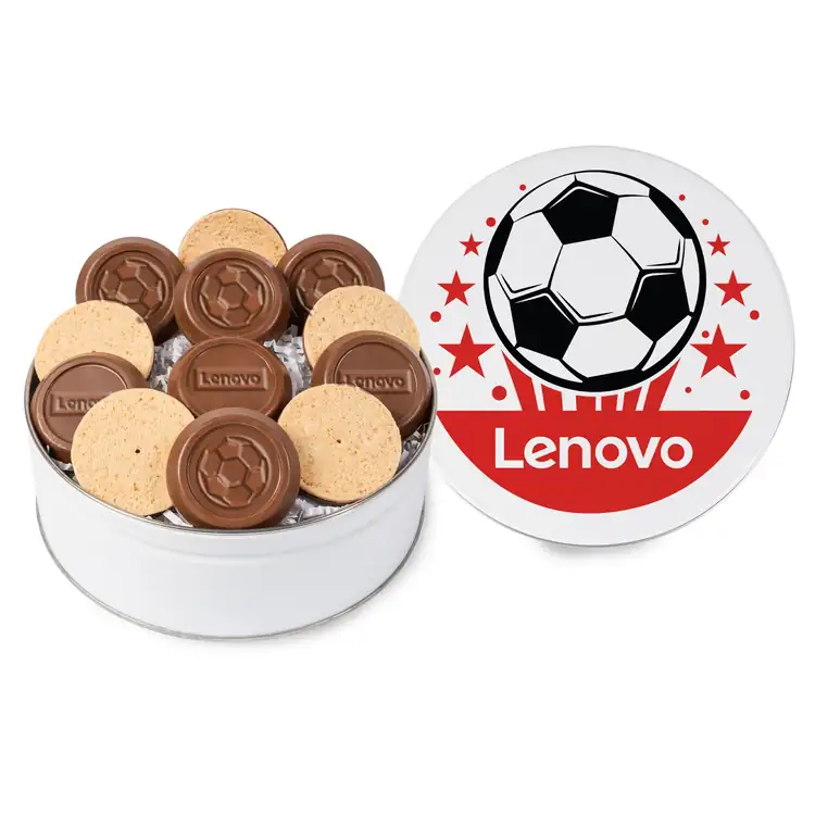 12 Piece Truffle Cookie Gift Tin - Soccer Theme