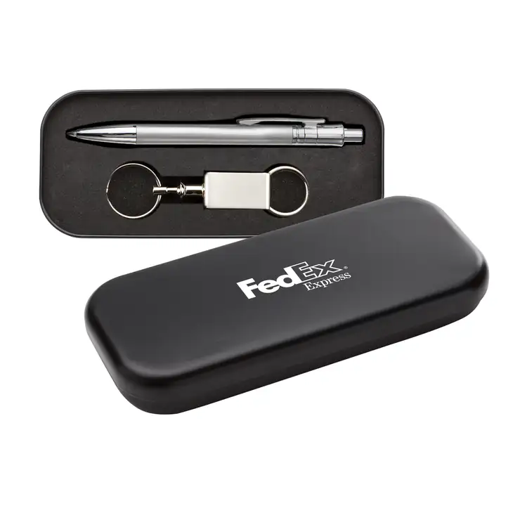 Metal Pen and Keyring Box with Foam Insert