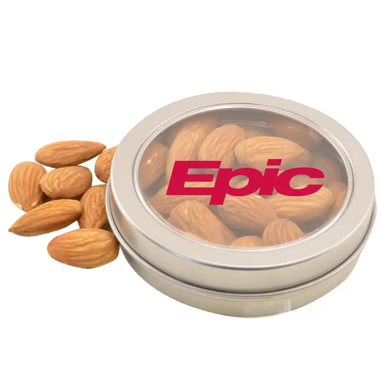 Boîte métallique ronde de amandes 3-1/4 po