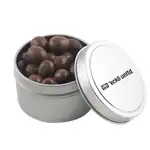 Boîte métallique ronde de arachides enrobées de chocolat 2-3/4 po