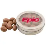 Boîte métallique ronde de arachides enrobées de chocolat 3-1/4 po