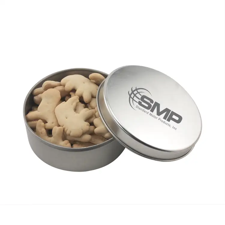 Boîte métallique ronde de biscuits en forme d’animaux 2-15/16 po