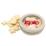 Boîte métallique ronde de biscuits en forme d’animaux 3-1/4 po