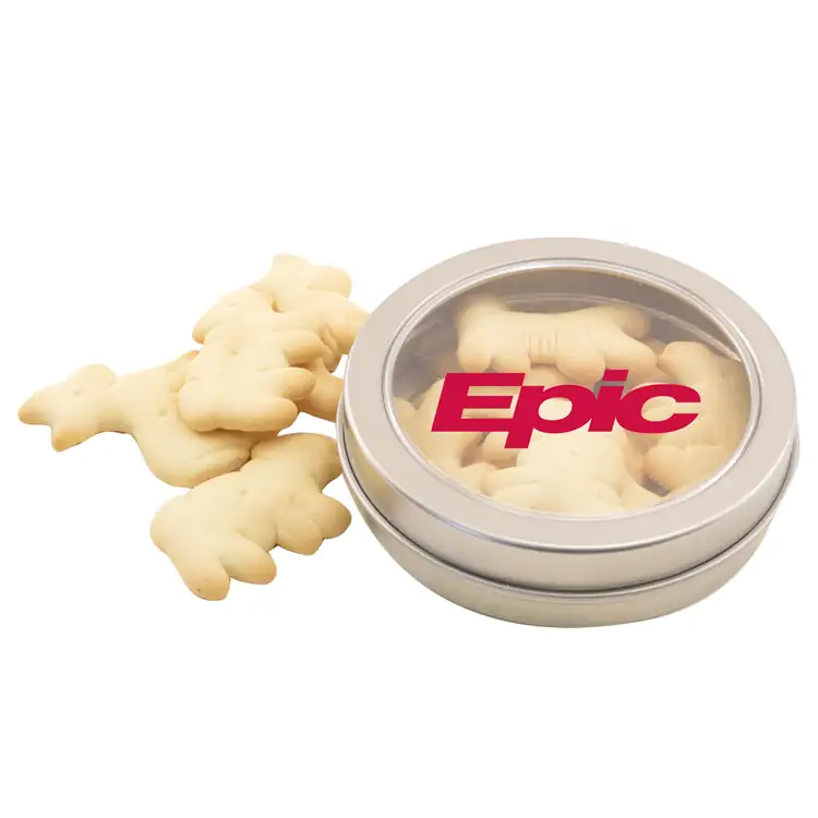 3-1/4-inch Round Tin with Animal crackers