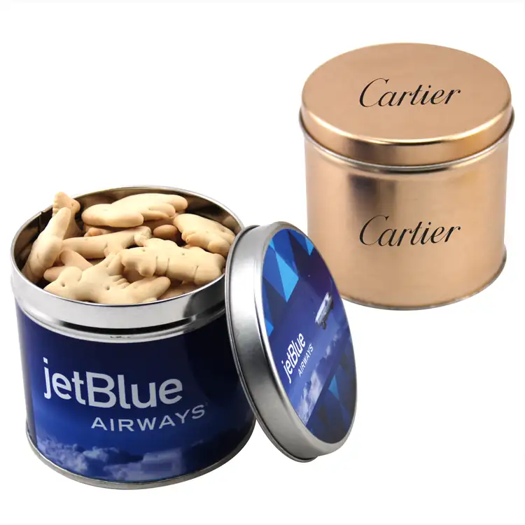 Boîte métallique ronde de biscuits en forme d’animaux 3-9/16 po