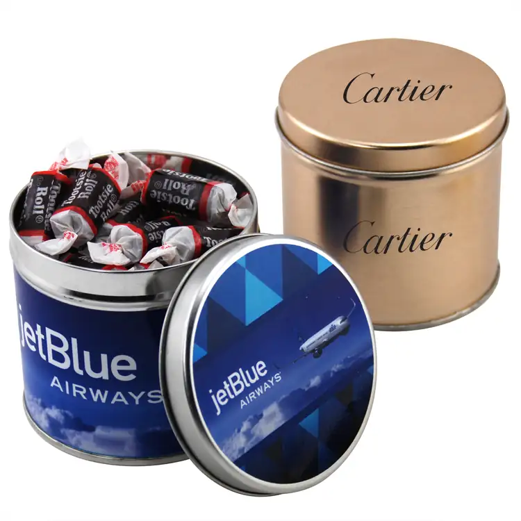 3-9/16-inch Round Tin with Tootsie Rolls candies