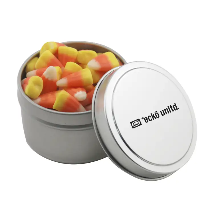 2-3/4-inch Round Tin with Candy corn