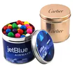 Boîte métallique ronde de boules de gomme 3-9/16 po