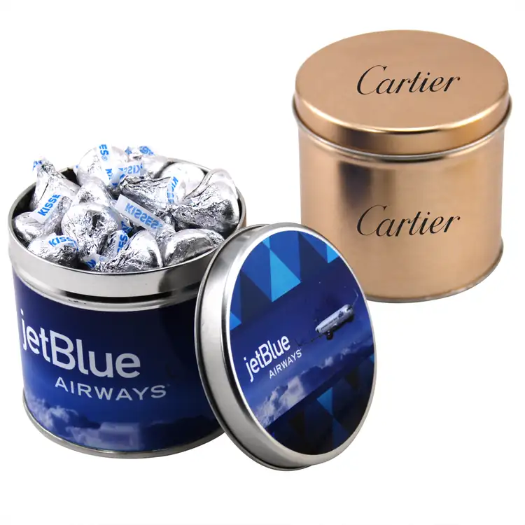 Boîte métallique ronde de chocolats Hershey’s Kisses 3-9/16 po