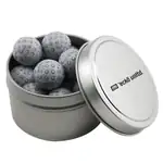 Boîte métallique ronde de chocolats en forme de balle de golf 2-3/4 po