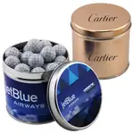 Boîte métallique ronde de chocolats en forme de balle de golf 3-9/16 po