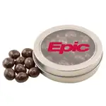 Boîte métallique ronde de grains de café espresso enrobés de chocolat 3-1/4 po