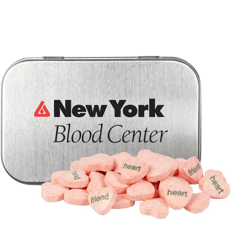 Rectangular Tin with Imprinted Conversation Hearts #3