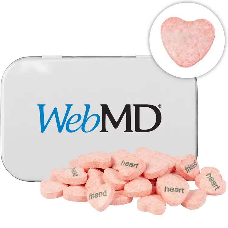 Rectangular Tin with Imprinted Conversation Hearts