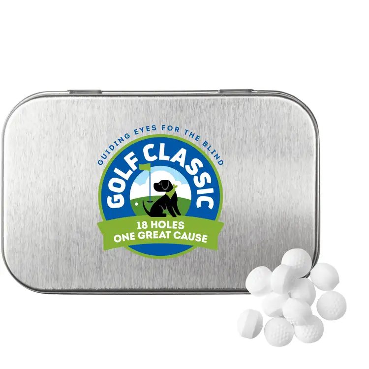 Rectangular Tin with Golf Ball Shaped Mints #2