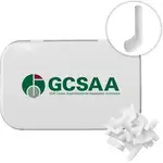 Boîte rectangulaire avec menthes en forme de bâton de golf
