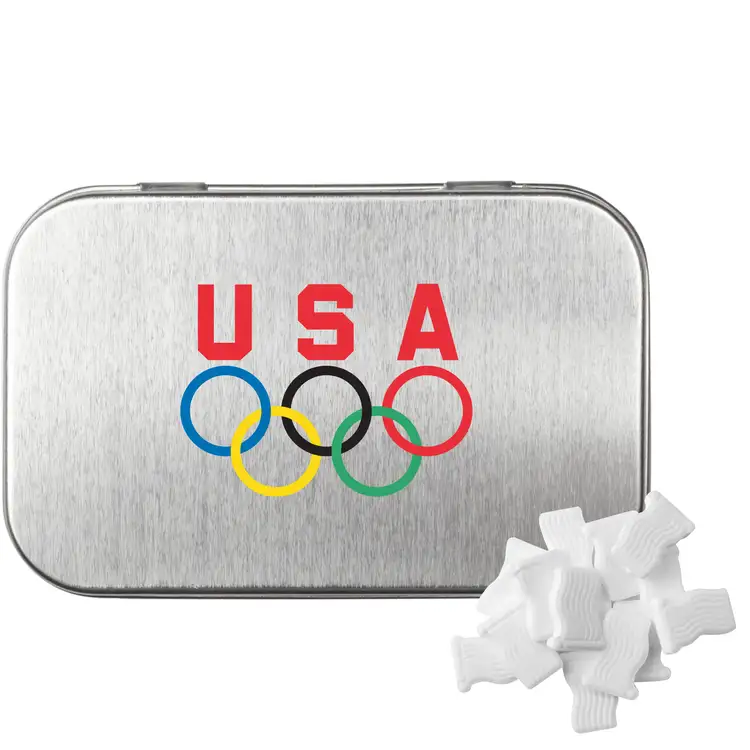 Rectangular Tin with American Flag Shaped Mints #2