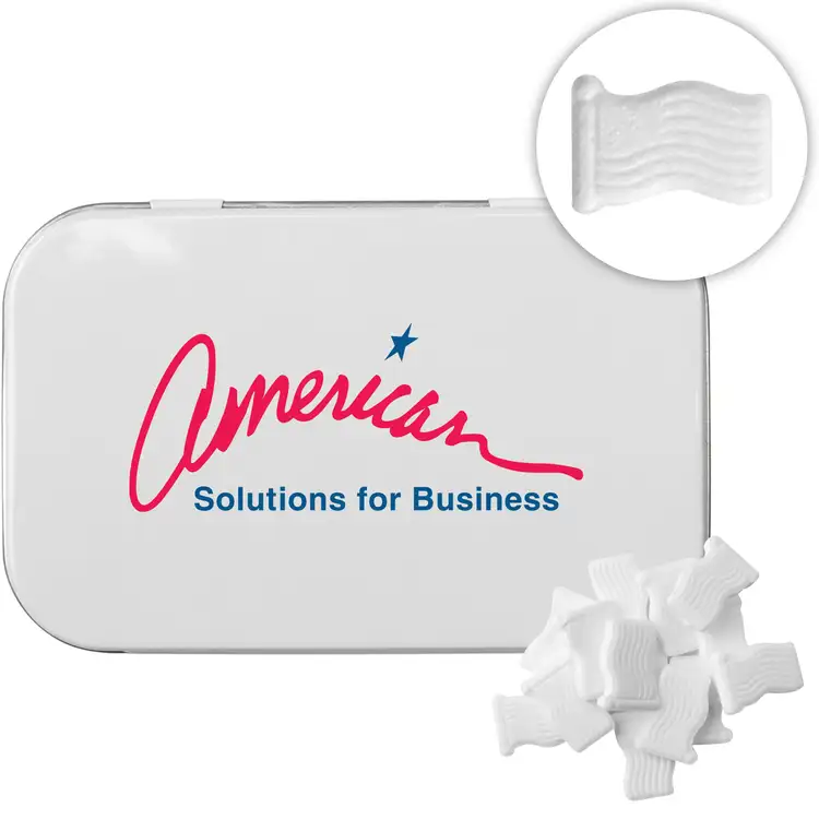 Rectangular Tin with American Flag Shaped Mints #3