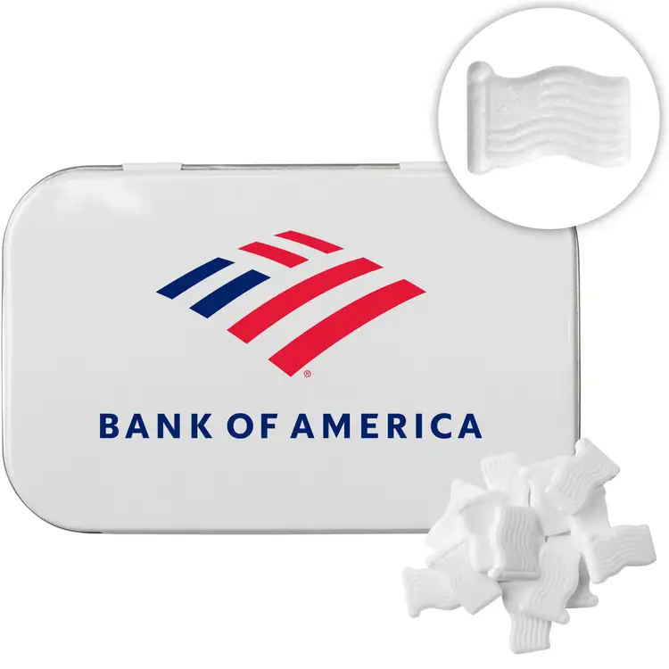 Rectangular Tin with American Flag Shaped Mints