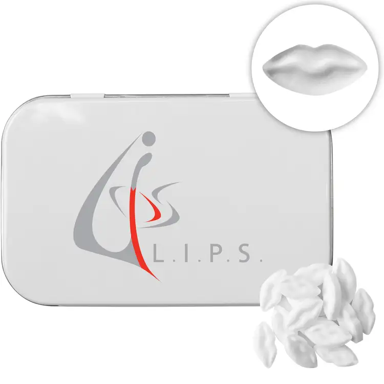 Rectangular Tin with Lip Shaped Mints