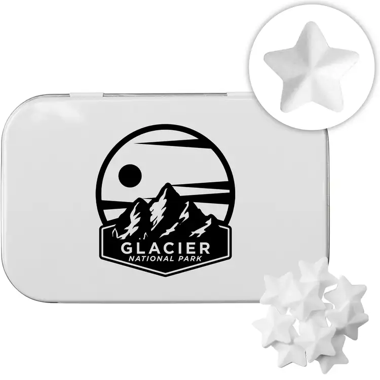 Rectangular Tin with Star Shaped Mints