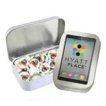 Boîte rectangulaire avec menthes rondes imprimées