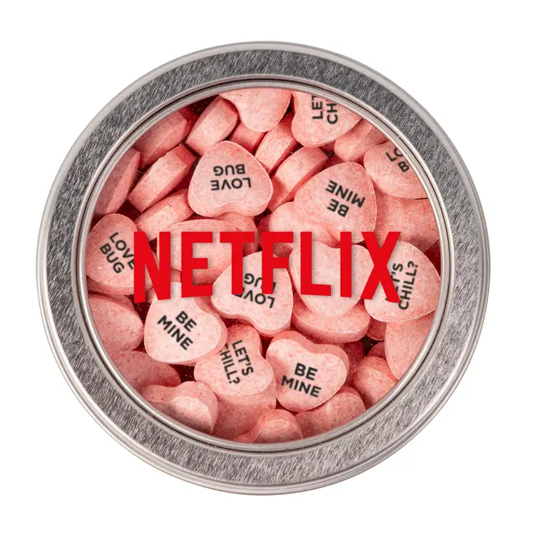 Round Window Tin with Imprinted Conversation Hearts #3