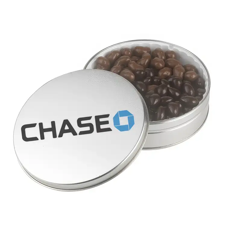 Round Tin of Chocolate Almonds and Cashews 17 oz #4