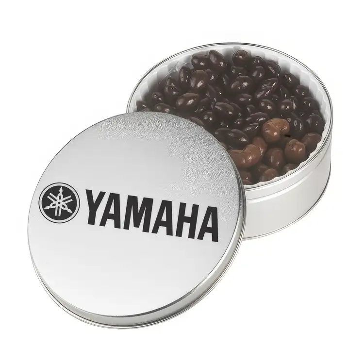 Round Tin of Chocolate Almonds and Cashews 27 oz #4