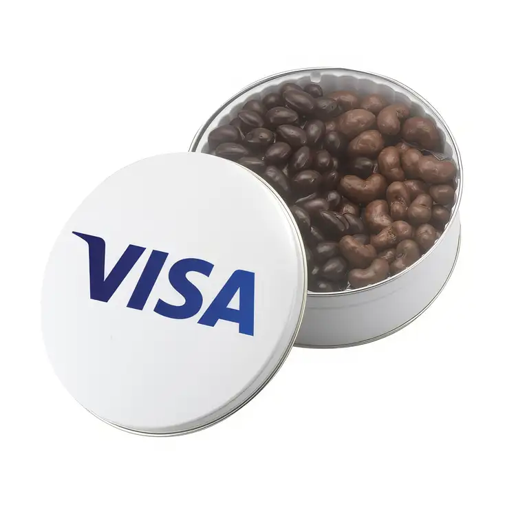 Round Tin of Chocolate Almonds and Cashews 27 oz #5