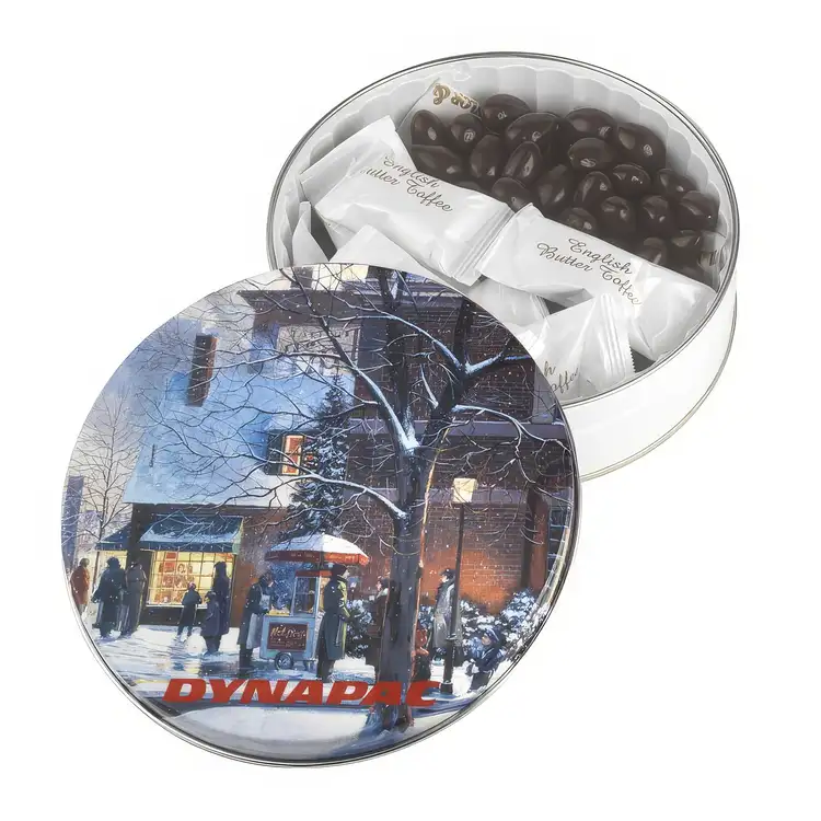 Boîte ronde de caramel anglais et amandes au chocolat noir #5