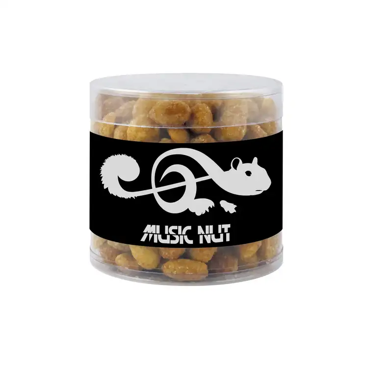 Round Clear Container with Honey Roasted Peanuts