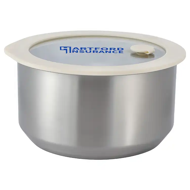 Prima 38 oz Microwaveable Stainless Steel Bowl with Vented Glass Lid #4