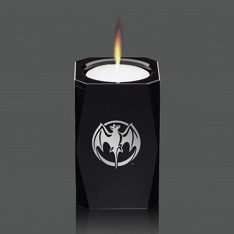 Abbey Black Optical Crystal Candleholder 3-1/8 Inches