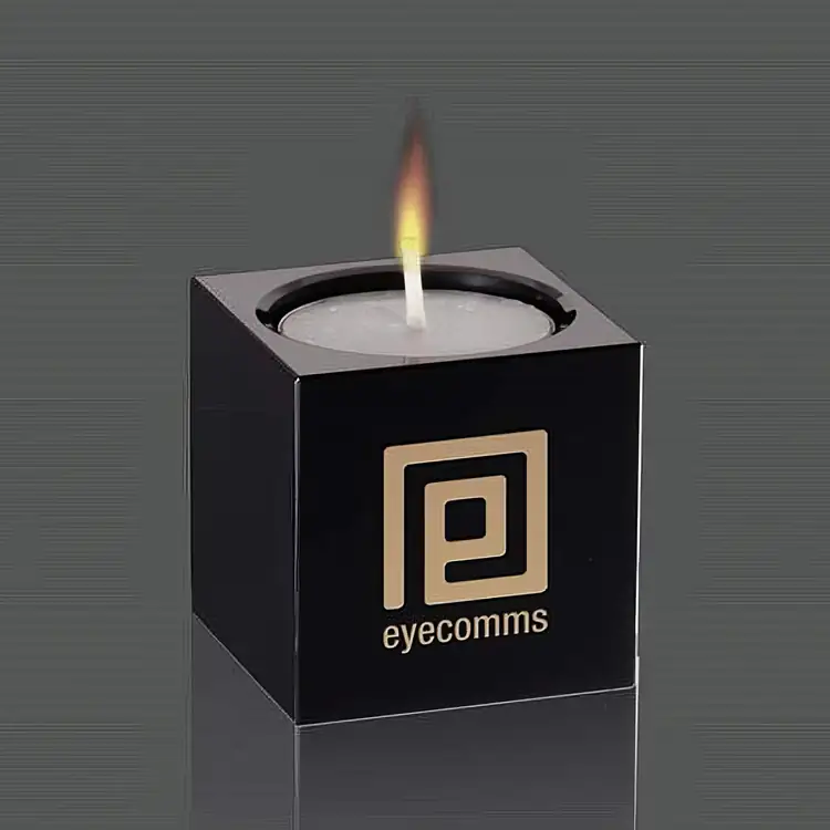 Perth Black Optical Crystal Candleholder 2 Inches
