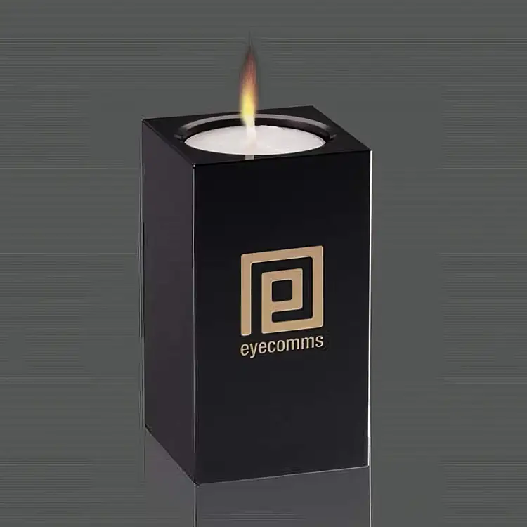 Perth Black Optical Crystal Candleholder 3-1/2 Inches