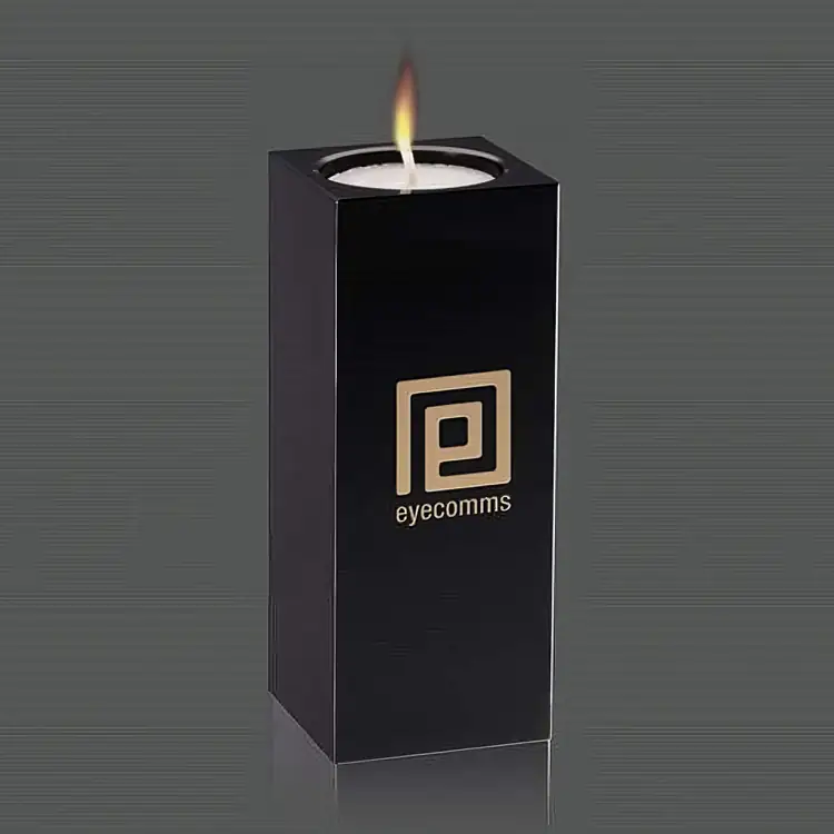 Perth Black Optical Crystal Candleholder 5 Inches