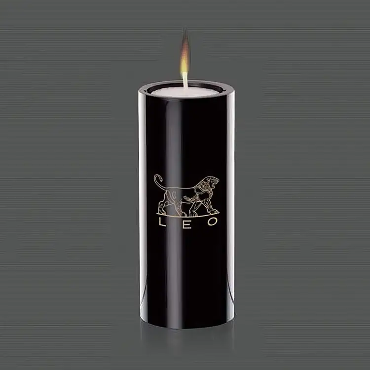 Tissot Black Optical Crystal Candleholder 5 Inches