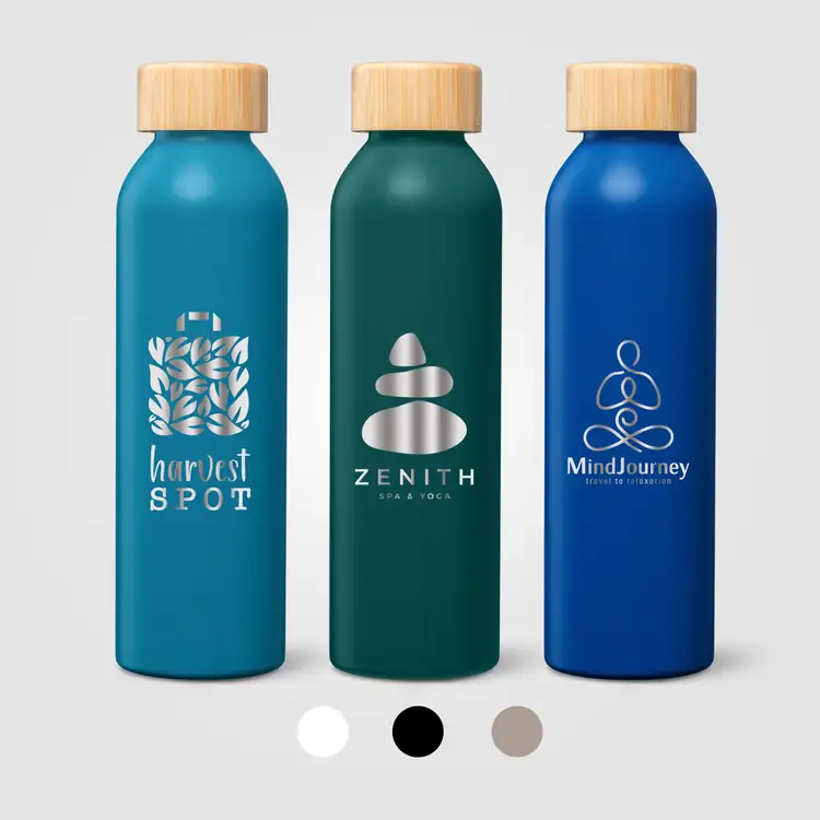 Bouteille Eden en acier inoxydable recyclé avec couvercle en bambou 20 oz #3